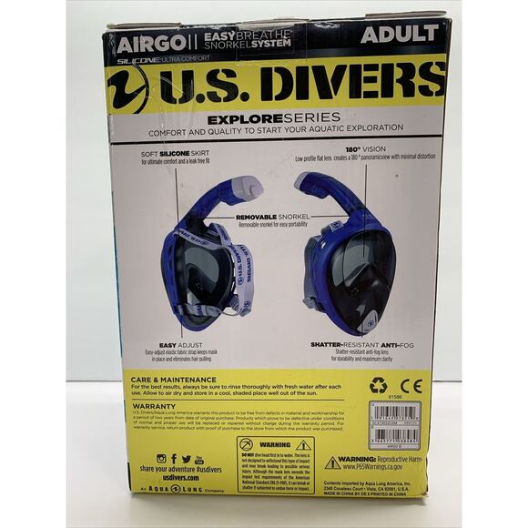 U.S Divers Airgo Easy Breath Snorkel System Explore Series Full Mask Adult XS/SM - Picture 3 of 6